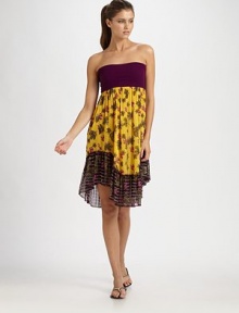A flirty find with a unique patchwork--floral-pinstripe combination.Strapless designRuffled hemPolyamideDry cleanMade in Italy A flirty find with a unique patchwork--floral-pinstripe combination.Strapless designRuffled hemPolyamideDry cleanMade in Italy