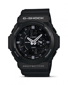 Be a good sport with this boldly sized digital watch from G-Shock. Designed for maximum performance on the field and off, it features a stopwatch, quartz movement, and supreme shock resistance. Be a good sport with this boldly sized digital watch from G-Shock. Designed for maximum performance on the field and off, it features a stopwatch, quartz movement, and supreme shock resistance.