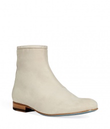 Luxury shoes made ..of fine suede from iconic NYC designer, Marc Jacobs - Fashionable Chelsea look features ankle height, rounded toe, exposed gold-colored zip at side and subtle, asymmetric seam - Create chic look with dark denim or chinos Luxury shoes made ..of fine suede from iconic NYC designer, Marc Jacobs - Fashionable Chelsea look features ankle height, rounded toe, exposed gold-colored zip at side and subtle, asymmetric seam - Create chic look with dark denim or chinos
