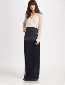 This classic silhouette made of featherweight Italian silk is utterly feminine. Round neckHalfway button frontLong sleeves with cuffsSemi-sheer eyelet detailsSide split hemSilkDry cleanImportedModel is 5'10 (177 cm) wearing a US size Small. This classic silhouette made of featherweight Italian silk is utterly feminine. Round neckHalfway button frontLong sleeves with cuffsSemi-sheer eyelet detailsSide split hemSilkDry cleanImportedModel is 5'10 (177 cm) wearing a US size Small.
