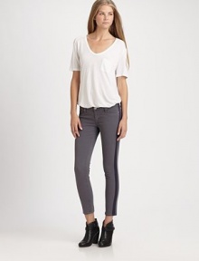 Cropped construction and contrasting side stripes modernize this cotton-rich staple. THE FITMedium rise, about 7Inseam, about 25THE DETAILSZip flyFive-pocket style98% cotton/2% elastaneMachine washMade in USA of imported fabricModel shown is 5'9 (175cm) wearing US size 4. Cropped construction and contrasting side stripes modernize this cotton-rich staple. THE FITMedium rise, about 7Inseam, about 25THE DETAILSZip flyFive-pocket style98% cotton/2% elastaneMachine washMade in USA of imported fabricModel shown is 5'9 (175cm) wearing US size 4.