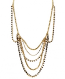 Ornate elegance. Fossil's multi-chain necklace is crafted from gold-tone mixed metal with sparkling black accents to add a lustrous touch perfect for any formal affair. Approximate length: 24 inches + 2-inch extender. Ornate elegance. Fossil's multi-chain necklace is crafted from gold-tone mixed metal with sparkling black accents to add a lustrous touch perfect for any formal affair. Approximate length: 24 inches + 2-inch extender.