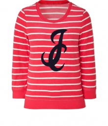 With nautical stripes and a preppy-cool feel, this Juicy Couture pullover is sure to be a new-season staple - Round neck, long sleeves, all-over stripes, front logo detail, slim silhouette - Pair with cropped skinny jeans, a cropped blazer, and embellished ballet flats With nautical stripes and a preppy-cool feel, this Juicy Couture pullover is sure to be a new-season staple - Round neck, long sleeves, all-over stripes, front logo detail, slim silhouette - Pair with cropped skinny jeans, a cropped blazer, and embellished ballet flats