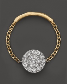 Diamonds embellish this delicate chain ring from Meira T. Diamonds embellish this delicate chain ring from Meira T.