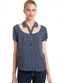 THE LOOKAllover dotted printPeter Pan collarCutout detailsButton-frontTHE FITAbout 25 from shoulder to hemTHE MATERIALRayonCARE & ORIGINMachine washImportedModel shown is 5'10 (177cm) wearing US size 4. THE LOOKAllover dotted printPeter Pan collarCutout detailsButton-frontTHE FITAbout 25 from shoulder to hemTHE MATERIALRayonCARE & ORIGINMachine washImportedModel shown is 5'10 (177cm) wearing US size 4.