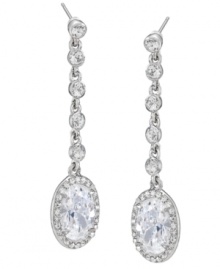 Stunning sparklers! Combining an oval shape with a linear silhouette, Carolee's dazzling crystal drop earrings are a fabulous finishing touch for your evening ensemble. Set in silver tone mixed metal. Approximate drop: 2-1/4 inches. Stunning sparklers! Combining an oval shape with a linear silhouette, Carolee's dazzling crystal drop earrings are a fabulous finishing touch for your evening ensemble. Set in silver tone mixed metal. Approximate drop: 2-1/4 inches.