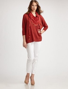 A boxy design offers so many style options for a no-fuss, timeless look.V-neckThree-quarter length sleevesRibbed trimAsymmetrical hemAbout 27 from shoulder to hemMerino woolHand washImported of Italian fabric Model shown is 5'10 (177cm) wearing US size Small. A boxy design offers so many style options for a no-fuss, timeless look.V-neckThree-quarter length sleevesRibbed trimAsymmetrical hemAbout 27 from shoulder to hemMerino woolHand washImported of Italian fabric Model shown is 5'10 (177cm) wearing US size Small.