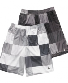Get moving. Keep up the pace no matter how hectic your schedule gets in these comfortable athletic shorts from Hurley. Get moving. Keep up the pace no matter how hectic your schedule gets in these comfortable athletic shorts from Hurley.