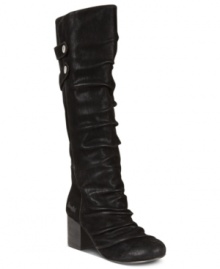 Ruche detail along the shaft of Blowfish's Telland boots adds incredible texture and style. A due of straps along the top of the shaft finish the look. Ruche detail along the shaft of Blowfish's Telland boots adds incredible texture and style. A due of straps along the top of the shaft finish the look.