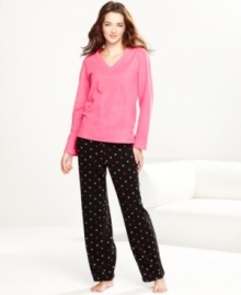 Sweet dreams are all yours. Cuddle up to the soft fleece and cute prints of these Cotton Candy Mix It Up pajamas by Charter Club. Sweet dreams are all yours. Cuddle up to the soft fleece and cute prints of these Cotton Candy Mix It Up pajamas by Charter Club.