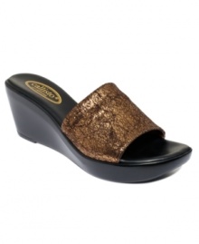 Simple, yet sparkly. Callisto's Shore wedge sandals slide on so easily. Simple, yet sparkly. Callisto's Shore wedge sandals slide on so easily.