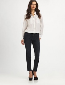 Daring black-wash denim with a lean silhouette and some major stretch. THE FITMedium rise, about 8Inseam, about 30THE DETAILSZip flyFour-pocket style98% cotton/2% elastaneMachine washImportedModel shown is 5'10 (177cm) wearing US size 4. Daring black-wash denim with a lean silhouette and some major stretch. THE FITMedium rise, about 8Inseam, about 30THE DETAILSZip flyFour-pocket style98% cotton/2% elastaneMachine washImportedModel shown is 5'10 (177cm) wearing US size 4.