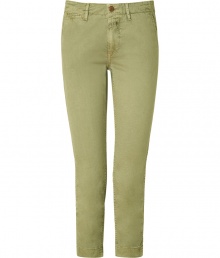 Stylish pants in fine, pure olive green cotton - Classic slim chino cut crops at ankles - Medium rise, with belt loops and button closure - Slash pockets at sides, flattering welt pockets at rear - Relaxed and casually cool, a fresh alternative to jeans - Pair with a tunic top and sandals, or a cardigan, t-shirt and ballet flats Stylish pants in fine, pure olive green cotton - Classic slim chino cut crops at ankles - Medium rise, with belt loops and button closure - Slash pockets at sides, flattering welt pockets at rear - Relaxed and casually cool, a fresh alternative to jeans - Pair with a tunic top and sandals, or a cardigan, t-shirt and ballet flats
