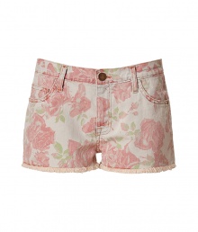 Get the look of the moment in these must-have printed shorts from Current Elliott - Classic five-pocket styling, boyfriend cut, all-over rose print, frayed hem - Style with wedge heels, an oversized tee, and a boyfriend blazer Get the look of the moment in these must-have printed shorts from Current Elliott - Classic five-pocket styling, boyfriend cut, all-over rose print, frayed hem - Style with wedge heels, an oversized tee, and a boyfriend blazer