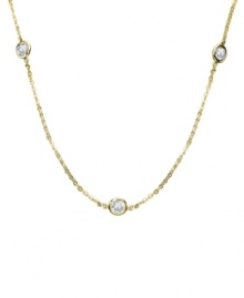 Don't let an inch go uncovered. This modern illusion necklace by CRISLU features bezel-set, round-cut cubic zirconias (4-3/4 ct. t.w.) by the inch. Strung from a delicate 18k gold over sterling silver chain. Approximate length: 48 inches + 2-inch extender. Don't let an inch go uncovered. This modern illusion necklace by CRISLU features bezel-set, round-cut cubic zirconias (4-3/4 ct. t.w.) by the inch. Strung from a delicate 18k gold over sterling silver chain. Approximate length: 48 inches + 2-inch extender.
