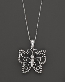 Diamond Butterfly Pendant Necklace in 14K White Gold and Black Rhodium, 0.15 ct. t.w. Diamond Butterfly Pendant Necklace in 14K White Gold and Black Rhodium, 0.15 ct. t.w.