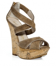 With a chic 1970s-inspired style, these sky-high wedge sandals from Le Silla ooze sultry appeal -Crisscross suede leather front, back zip closure, ultra-high front cork wedge heel - Style with a diaphanous printed maxi or skinny jeans and a silk blouse With a chic 1970s-inspired style, these sky-high wedge sandals from Le Silla ooze sultry appeal -Crisscross suede leather front, back zip closure, ultra-high front cork wedge heel - Style with a diaphanous printed maxi or skinny jeans and a silk blouse