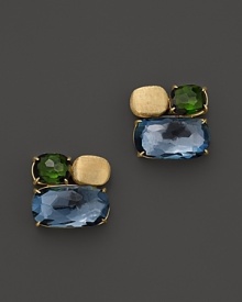 Exclusively at Bloomingdale's, London blue topaz and green tourmaline are artfully set with hand-engraved 18K gold in these stud earrings from Marco Bicego. Exclusively at Bloomingdale's, London blue topaz and green tourmaline are artfully set with hand-engraved 18K gold in these stud earrings from Marco Bicego.