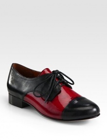 Glossy patent leather in a vibrant tone feminizes this classic leather staple with a stacked heel. Stacked heel, 1 (25mm)Patent leather and leather upperLeather lining and solePadded insoleImported Glossy patent leather in a vibrant tone feminizes this classic leather staple with a stacked heel. Stacked heel, 1 (25mm)Patent leather and leather upperLeather lining and solePadded insoleImported