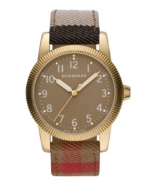 This Burberry timepiece features a multicolored Heritage Check pattern for iconic style. This Burberry timepiece features a multicolored Heritage Check pattern for iconic style.
