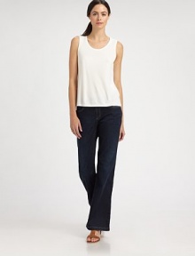 Organic cotton denim with a hint of stretch, in a classic, five-pocket style with a wide-legged silhouette.Zip fly with button closureFive-pocket styleWide legInseam, about 32½84% cotton/14% polyester/2% spandexMachine washImportedModel shown is 5'11 (180cm) wearing US size 4. Organic cotton denim with a hint of stretch, in a classic, five-pocket style with a wide-legged silhouette.Zip fly with button closureFive-pocket styleWide legInseam, about 32½84% cotton/14% polyester/2% spandexMachine washImportedModel shown is 5'11 (180cm) wearing US size 4.
