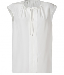 Perfect for both dressing up and down, Josephs pristine off-white crepe de chine silk top is a sleek choice with endless wearing possibilities - Round neckline with tie and pleating detail, sleeveless, slit front, layered front panel, side slits - Loose fit - Wear with a pencil skirt and heels, or with favorite skinnies and flats Perfect for both dressing up and down, Josephs pristine off-white crepe de chine silk top is a sleek choice with endless wearing possibilities - Round neckline with tie and pleating detail, sleeveless, slit front, layered front panel, side slits - Loose fit - Wear with a pencil skirt and heels, or with favorite skinnies and flats