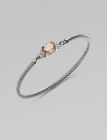 From the Petite Wheaton Collection. A faceted pillow of softly hued pink morganite, edged with diamonds and set on a classic sterling silver cable bangle.Diamonds, 0.08 tcwPink morganiteSterling silverDiameter, about 2½3mm cableHook claspImported From the Petite Wheaton Collection. A faceted pillow of softly hued pink morganite, edged with diamonds and set on a classic sterling silver cable bangle.Diamonds, 0.08 tcwPink morganiteSterling silverDiameter, about 2½3mm cableHook claspImported