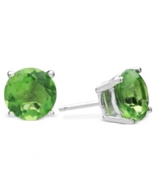 Celebrate your favorite month of the year with these August birthstone earrings by CRISLU. Stud earrings feature round-cut, peridot-colored cubic zirconias (3 ct. t.w.) set in sterling silver with a platinum finish. Approximate diameter: 1/4 inch. Celebrate your favorite month of the year with these August birthstone earrings by CRISLU. Stud earrings feature round-cut, peridot-colored cubic zirconias (3 ct. t.w.) set in sterling silver with a platinum finish. Approximate diameter: 1/4 inch.