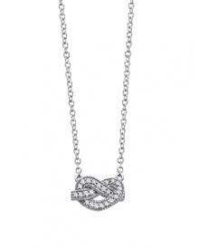 True love is like a knot that never comes undone. The cubic zirconia-encrusted heart on this platinum vermeil pave necklace lets her know just how you feel. True love is like a knot that never comes undone. The cubic zirconia-encrusted heart on this platinum vermeil pave necklace lets her know just how you feel.