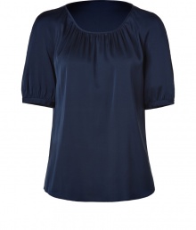 The perfect accompaniment to a figure-hugging pencil skirt, this silk top from Hugo will bring instant style to your workweek staples - Round gathered neck, short puff sleeves, relaxed silhouette - Pair with a slim pencil skirt, a blazer, and peep-toe pumps The perfect accompaniment to a figure-hugging pencil skirt, this silk top from Hugo will bring instant style to your workweek staples - Round gathered neck, short puff sleeves, relaxed silhouette - Pair with a slim pencil skirt, a blazer, and peep-toe pumps