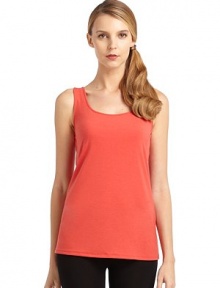 THE LOOKScoopneck and backInterior shelf braSleevelessTHE FITAbout 26 from shoulder to hemTHE MATERIAL62% polyester/33% rayon/5% spandexCARE & ORIGINMachine washImportedModel shown is 5'10½ (179cm) wearing US size Small. THE LOOKScoopneck and backInterior shelf braSleevelessTHE FITAbout 26 from shoulder to hemTHE MATERIAL62% polyester/33% rayon/5% spandexCARE & ORIGINMachine washImportedModel shown is 5'10½ (179cm) wearing US size Small.