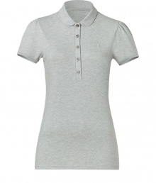 Burberry Brit updates the classic polo shirt with feminine puckered sleeves and a flattering slim fit - Spread collar, short puckered sleeves, front button half placket, logo at chest, slim fit, long body - Style with skinny jeans, denim shorts, modern chinos, or corduroys Burberry Brit updates the classic polo shirt with feminine puckered sleeves and a flattering slim fit - Spread collar, short puckered sleeves, front button half placket, logo at chest, slim fit, long body - Style with skinny jeans, denim shorts, modern chinos, or corduroys
