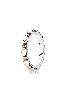 14K gold and sterling silver come together for a supremely stackable PANDORA ring. Use this piece to tie together a mixed-metal accessorized look. 14K gold and sterling silver come together for a supremely stackable PANDORA ring. Use this piece to tie together a mixed-metal accessorized look.