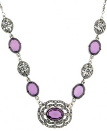 Vibrant and vintage-inspired. Featuring Czech glass accents in an attractive amethyst hue, this stunning link necklace from 2028 channels the Victorian era. Crafted in silver tone mixed metal. Approximate length: 16 inches + 3-inch extender. Vibrant and vintage-inspired. Featuring Czech glass accents in an attractive amethyst hue, this stunning link necklace from 2028 channels the Victorian era. Crafted in silver tone mixed metal. Approximate length: 16 inches + 3-inch extender.