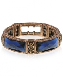 Cutting-edge craftwork. The Montana stretch bracelet from 2028 features ornate tones crafted from copper-tone mixed metal and features wide blue stones for a colorful pop. Approximate length: 7 inches. Approximate height: 1/2 inch. Cutting-edge craftwork. The Montana stretch bracelet from 2028 features ornate tones crafted from copper-tone mixed metal and features wide blue stones for a colorful pop. Approximate length: 7 inches. Approximate height: 1/2 inch.