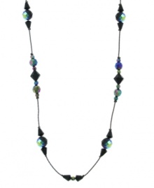 Keep everyone on their toes. Prismatic aurora borealis crystal beads and black lantern beads glitter and dance on this extra-long hematite-plated necklace by 2028. Double it up or wear as one long strand. Crafted in mixed metal. Approximate length: 42 inches. Keep everyone on their toes. Prismatic aurora borealis crystal beads and black lantern beads glitter and dance on this extra-long hematite-plated necklace by 2028. Double it up or wear as one long strand. Crafted in mixed metal. Approximate length: 42 inches.