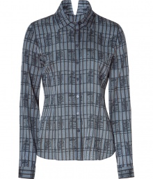 Amp up your office-ready style with this edgy-cool blouse from Theyskens Theory - Spread collar, front button placket, long sleeves, asymmetrical hem, split back neck detail - Pair with cropped trousers, a blazer, and platform pumps Amp up your office-ready style with this edgy-cool blouse from Theyskens Theory - Spread collar, front button placket, long sleeves, asymmetrical hem, split back neck detail - Pair with cropped trousers, a blazer, and platform pumps