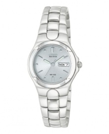 A classic-style watch with modern features. With stainless steel, case and bracelet, 180-day power reserve, low-charge indicator and time-reset advisory. Water resistant up to 100 meters. Five-year limited warranty. A classic-style watch with modern features. With stainless steel, case and bracelet, 180-day power reserve, low-charge indicator and time-reset advisory. Water resistant up to 100 meters. Five-year limited warranty.