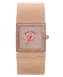 As pretty as your favorite bracelet, this Betsey Johnson bangle watch gleams in rose-gold hues and floral accents. As pretty as your favorite bracelet, this Betsey Johnson bangle watch gleams in rose-gold hues and floral accents.