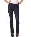 Add an on-trend touch to your look with these flattering baby bell jeans from DKNY Jeans, featuring a slightly flared leg. A dark wash and curve-hugging fit elongates your silhouette, too! (Clearance)