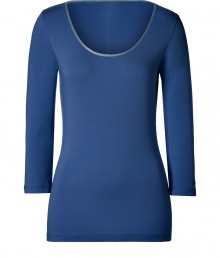 With a feminine cut and soft stretch cotton, Hugos scoop neck tee sets a chic foundation for building workweek looks - Scoop neckline with grosgrain trim, 3/4 sleeves - Slim fit - Wear with a blazer, tailored trousers and peep-toes With a feminine cut and soft stretch cotton, Hugos scoop neck tee sets a chic foundation for building workweek looks - Scoop neckline with grosgrain trim, 3/4 sleeves - Slim fit - Wear with a blazer, tailored trousers and peep-toes