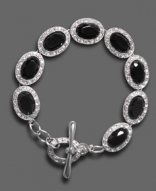 Inspire your look with artistic beauty. This lovely Monet bracelet features faceted glass & sparkling pave crystal accents set in silvertone mixed metal with a toggle closure. Approximate length: 7 inches. Inspire your look with artistic beauty. This lovely Monet bracelet features faceted glass & sparkling pave crystal accents set in silvertone mixed metal with a toggle closure. Approximate length: 7 inches.