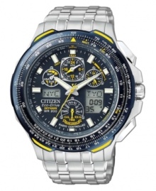 Always be right on time with this Citizens Eco-Drive watch, featuring innovative Blue Angels Skyhawk Atomic Timekeeping.