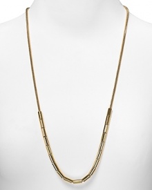 Lend looks a hint of sinuous shine with this sliding link necklace from MICHAEL Michael Kors. In a dramatic length, it's a gleaming focal point for every outfit. Lend looks a hint of sinuous shine with this sliding link necklace from MICHAEL Michael Kors. In a dramatic length, it's a gleaming focal point for every outfit.