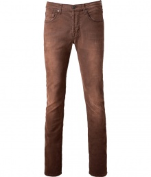 Stylish jeans made ..of washed brown stretch cotton are a great alternative to your traditional blue jeans - Stylish slim-cut, with narrow, straight leg creates a comfortable and casual look perfect for everyday - Wear with a polo shirt and sneakers or a button up, cashmere pullover and favorite boots Stylish jeans made ..of washed brown stretch cotton are a great alternative to your traditional blue jeans - Stylish slim-cut, with narrow, straight leg creates a comfortable and casual look perfect for everyday - Wear with a polo shirt and sneakers or a button up, cashmere pullover and favorite boots