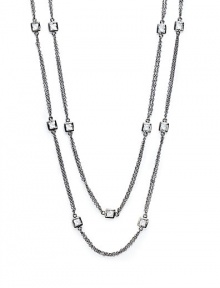 THE LOOKFaceted square cubic zirconia accentsBlack rhodium-plated sterling silver settingTHE MEASUREMENTLength, about 60ORIGINImported THE LOOKFaceted square cubic zirconia accentsBlack rhodium-plated sterling silver settingTHE MEASUREMENTLength, about 60ORIGINImported