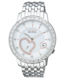 Let your heart shine with this darling Desire watch from Citizen. Sparkles with diamond accents and rosy detail. Built with Eco-Drive technology, harnessing natural and artificial light, never needing a battery. Let your heart shine with this darling Desire watch from Citizen. Sparkles with diamond accents and rosy detail. Built with Eco-Drive technology, harnessing natural and artificial light, never needing a battery.
