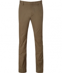 Stylish pants made ..from fine olive-green cotton - Casual, trendy chino cut has relaxed look with slim, straight legs - Features subtle belt loops and sleek, side slit pockets - Polished alternative to jeans - Create a classic weekend look with a favorite tee, cashmere pullover, and sneakers or boots Stylish pants made ..from fine olive-green cotton - Casual, trendy chino cut has relaxed look with slim, straight legs - Features subtle belt loops and sleek, side slit pockets - Polished alternative to jeans - Create a classic weekend look with a favorite tee, cashmere pullover, and sneakers or boots