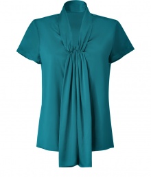 Raise the bar on contemporary classics with Steffen Schrauts elegant turquoise short sleeve silk top - Small stand up collar with decorative draped silk panel at front - Easy, feminine silhouette tapers gently through waist - Pair with a blazer or denim jacket and style with with pencil skirts, skinny denim or dress trousers Raise the bar on contemporary classics with Steffen Schrauts elegant turquoise short sleeve silk top - Small stand up collar with decorative draped silk panel at front - Easy, feminine silhouette tapers gently through waist - Pair with a blazer or denim jacket and style with with pencil skirts, skinny denim or dress trousers