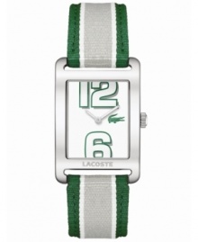 This sporty Andorra watch from Lacoste features a unique dial with large numerals and Lacoste's classic preppy stripes at the strap. This sporty Andorra watch from Lacoste features a unique dial with large numerals and Lacoste's classic preppy stripes at the strap.